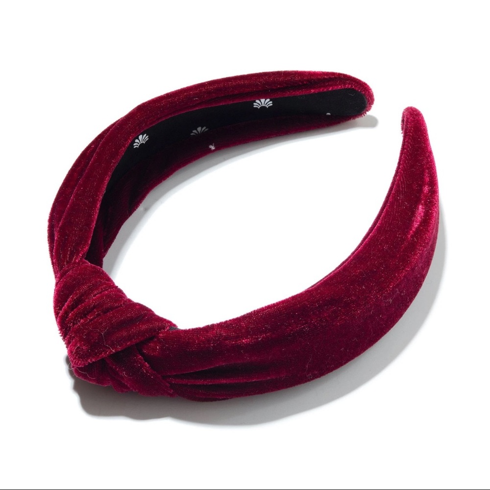 Lele Sadoughi MAROON VELVET KNOTTED HEADBAND